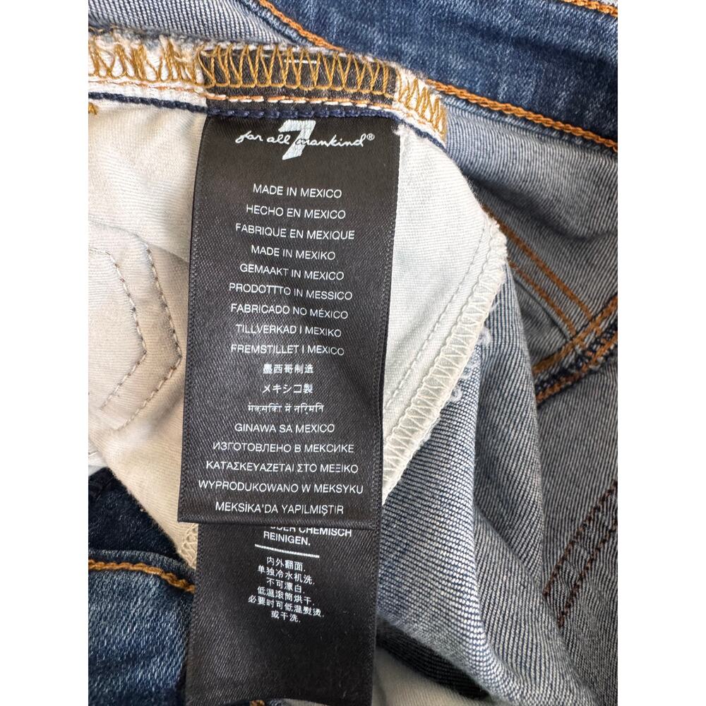 7 For All Mankind Women's Blue Denim Mini Pencil Skirt Size 2 Cabincore Normcore - Picture 9 of 11